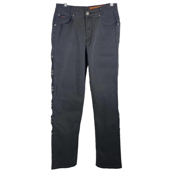 LawMan Denim - Vintage Lawman Cut Out Sides Studded Slim Fit Western Jeans Black VTG Size 7